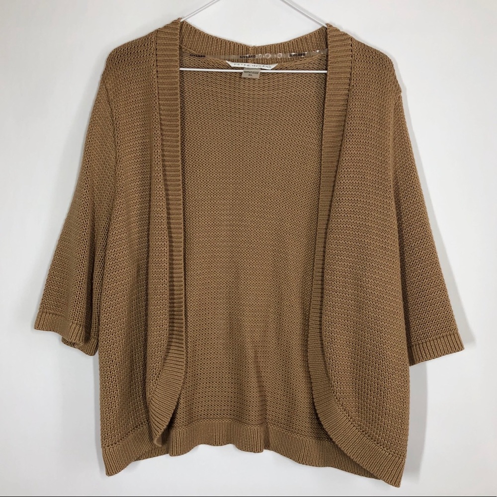 Peter Nygard tan beige knit cardigan XL shawl